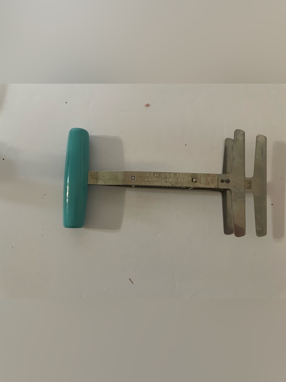 Foley Chopper Turquoise Wood Handle Mpls USA MCM Vintage Kitchen